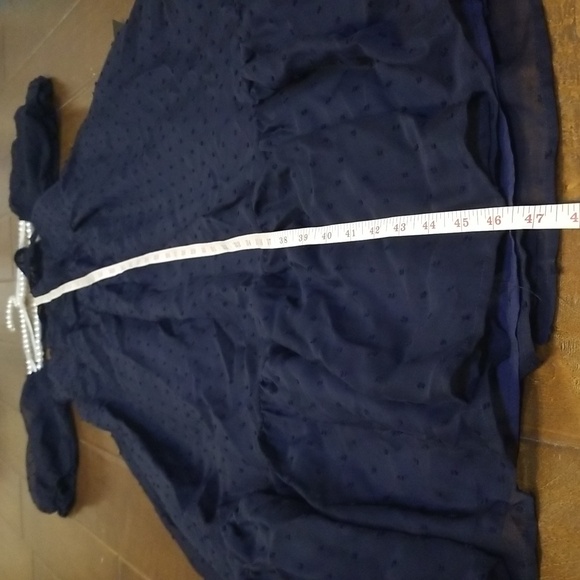 Lulus Always Delight Navy Blue Swiss Dot Puff Sleeve Open Tie Back Midi Dress - Picture 7 of 14